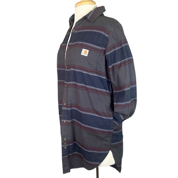 Carhartt Flannel Button Down Tunic Shirt Jacket Shacket Womens XS Casual Fall - Picture 4 of 12